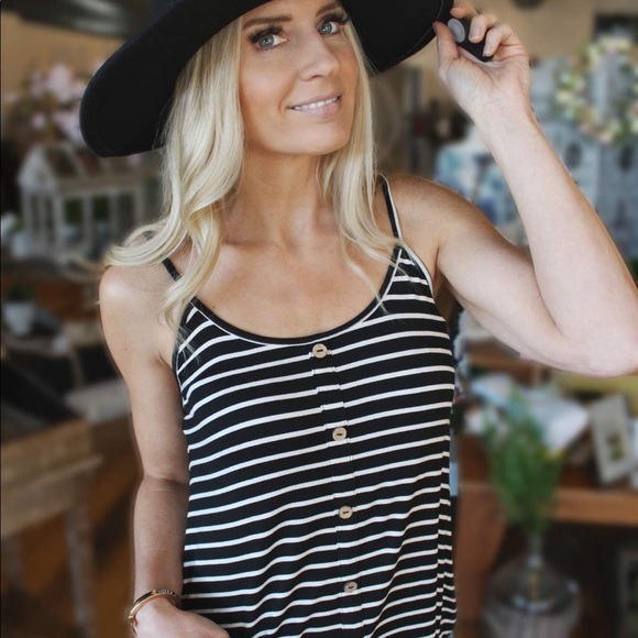 Easy Love Stripe Cami Top-Black/White - Picture 2 of 4
